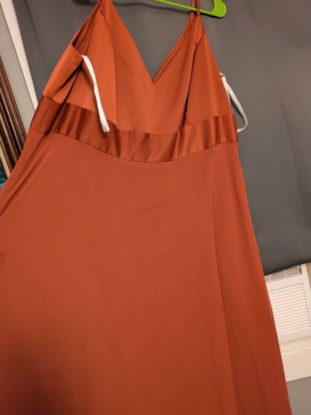 David's Bridal Rust Orange V-Neck Slip Dress